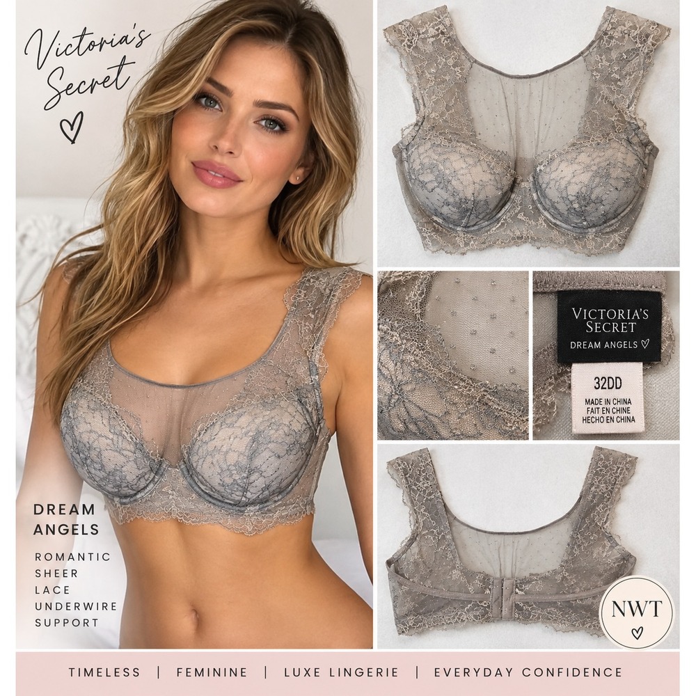 Victoria's Secret Dream Angels Bra 32DD NWT Lace Mesh Underwire Longline